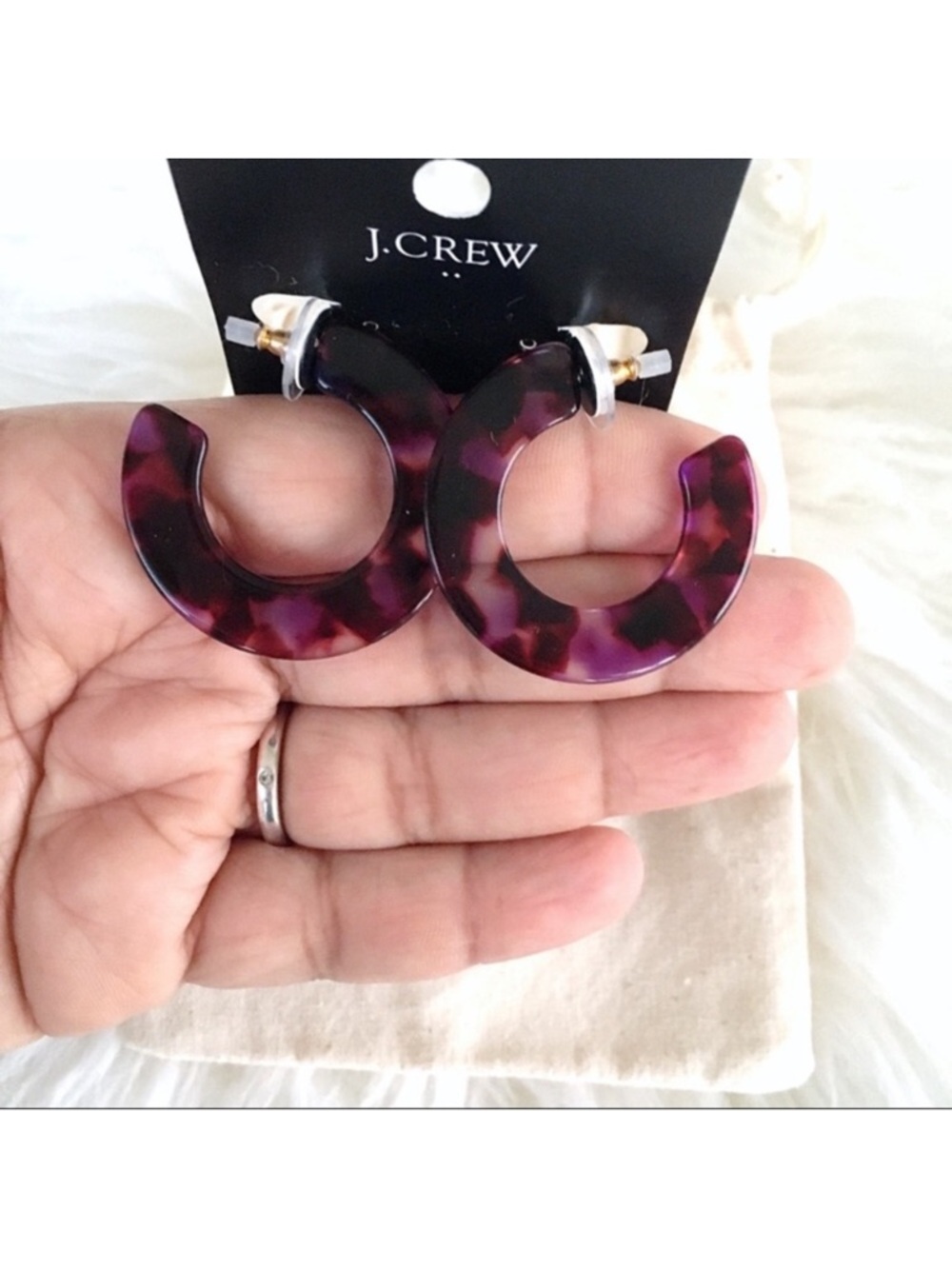 J. Crew Thick Flat Tortoise Lucite Hoop Earrings
